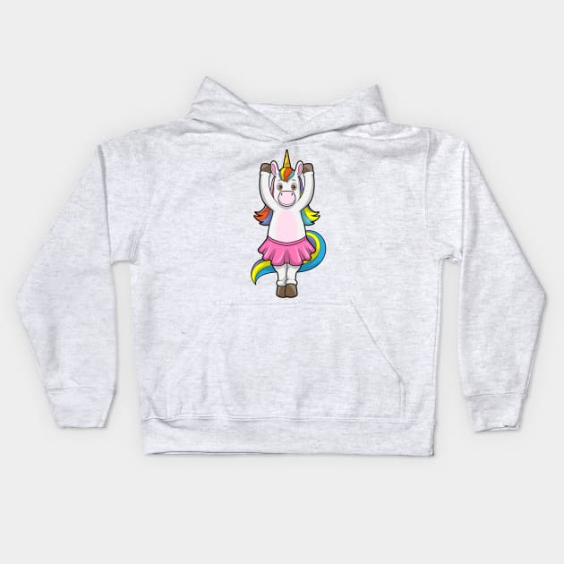 Unicorn at Ballet Dance with Skirt Kids Hoodie by Markus Schnabel